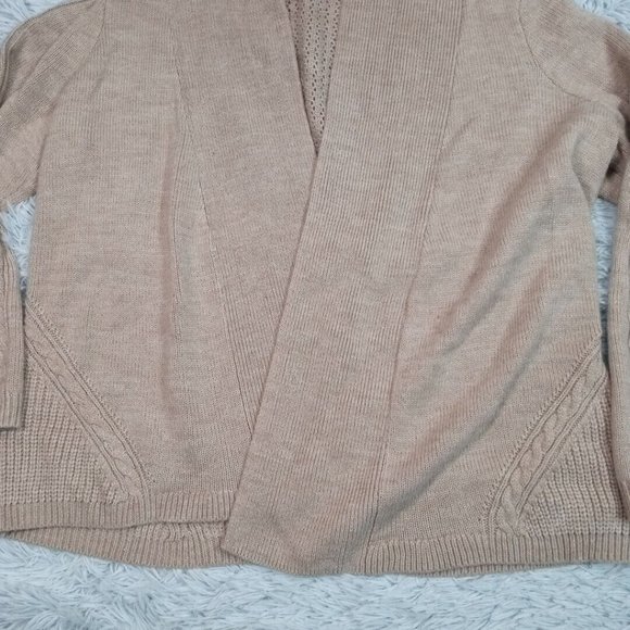 Notations Womens Cardigan Sweater Biege XL‎ Crochet Knit Open Front Long Sleeve - Picture 4 of 10